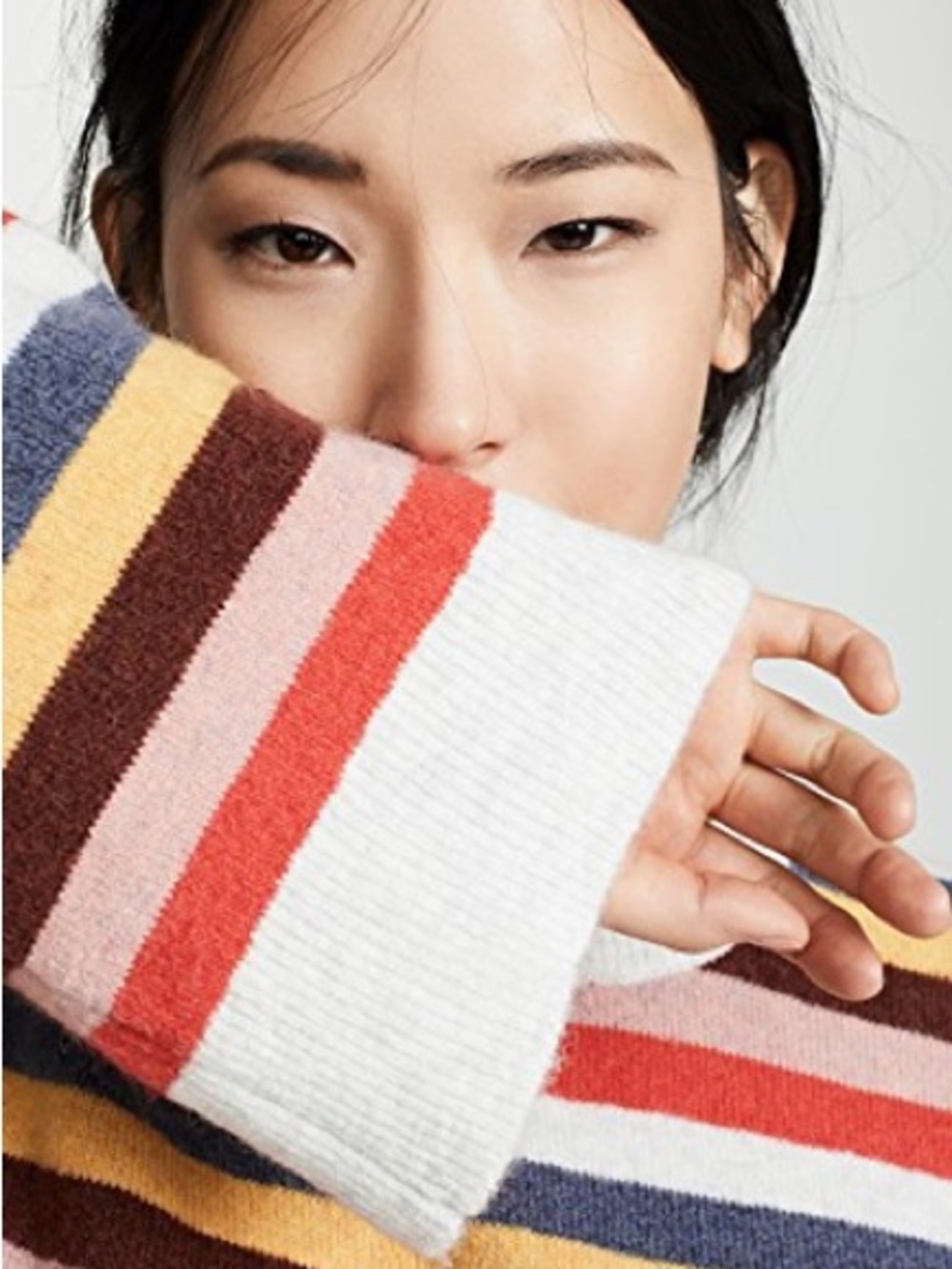 Madewell Cardiff stripe crewneck- White & Multicolor
